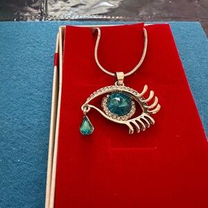 Eye Pendant Necklace with Teal Accents